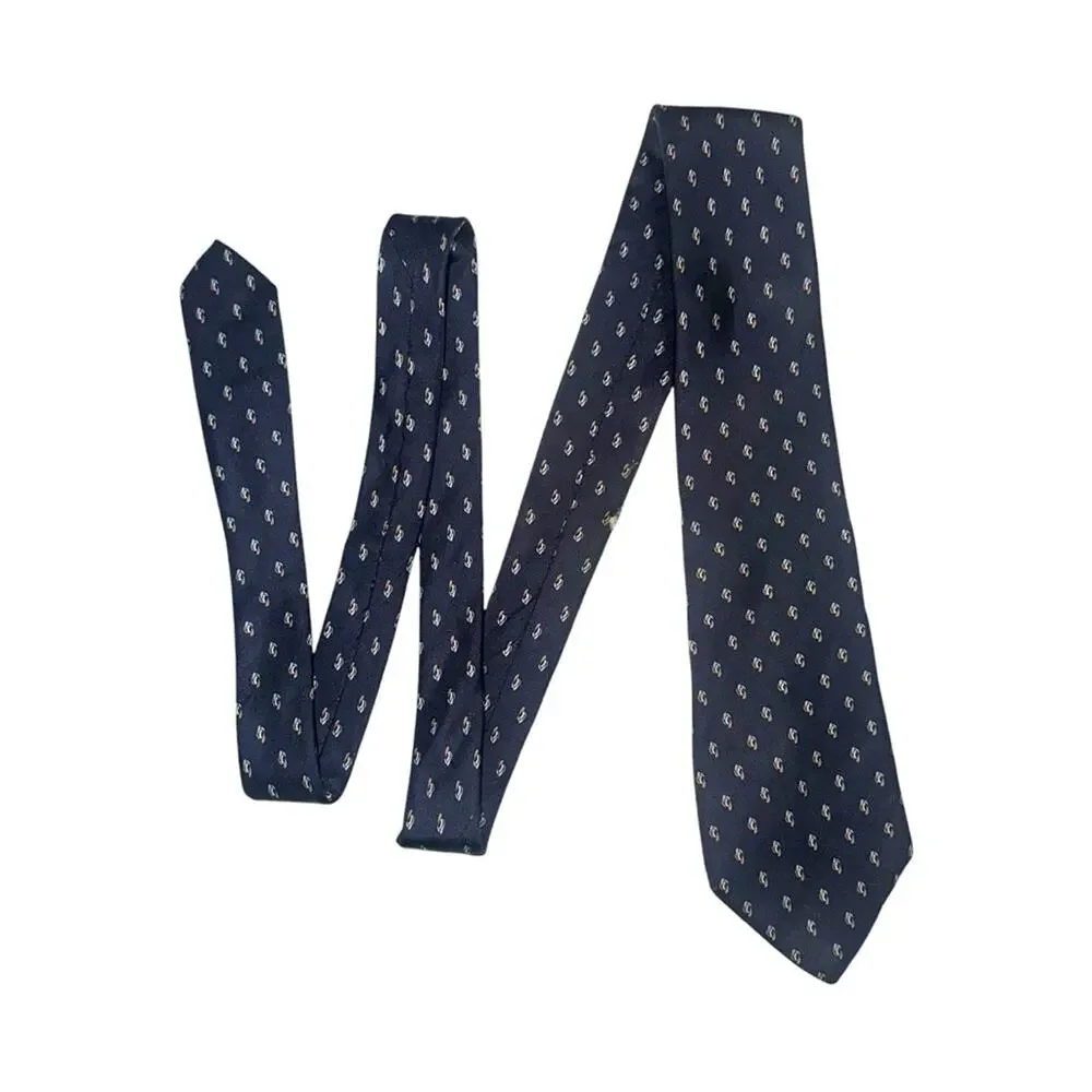 Christian Dior Silk Printed Navy Tie OS